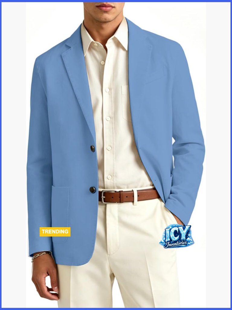 Lightweight Wrinkle Free Sport Coat Two Button Blazer Jacket